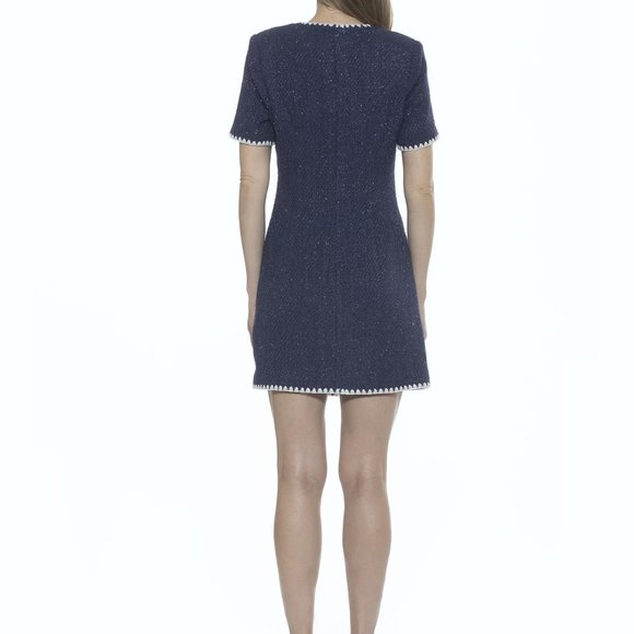 NEW Alexia Admor Size 8 Tweed Sheath Dress - Navy - Picture 4 of 4
